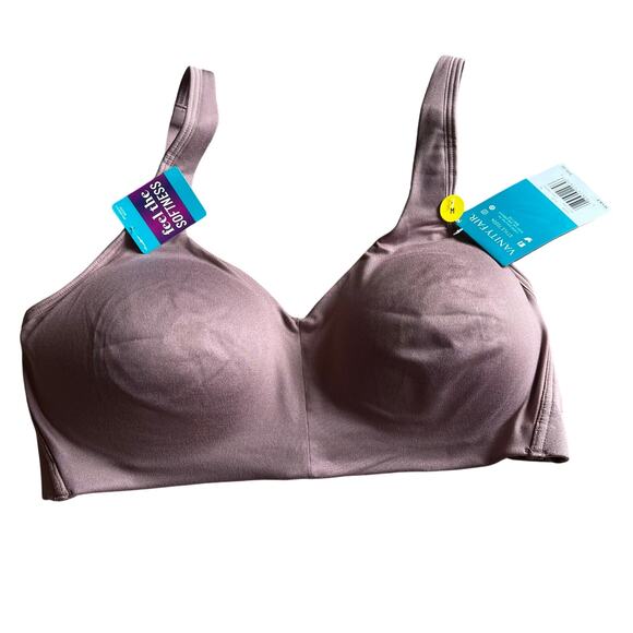 NWT! Vanity Fair Wireless Bra Soft Smoothing Chocolate Brown Size Medium - Picture 1 of 6